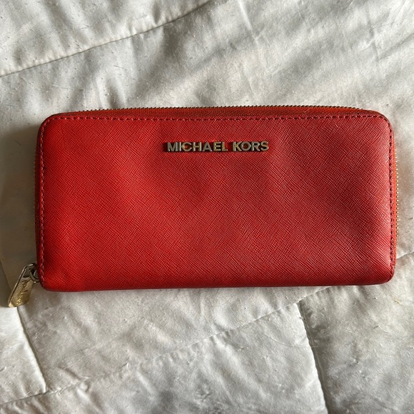 Michael Kors Bags Euc Michael Kors Orange Wallet With Gold Zipper